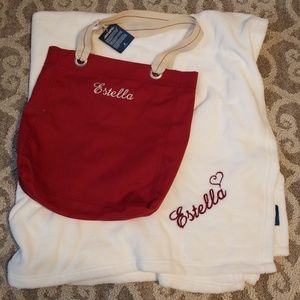 Embroidered  Estella Bag and Plush Blanket